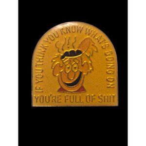 Vintage Mens Hat Lapel  Enamel Pin  Humor Funny Conspiracy